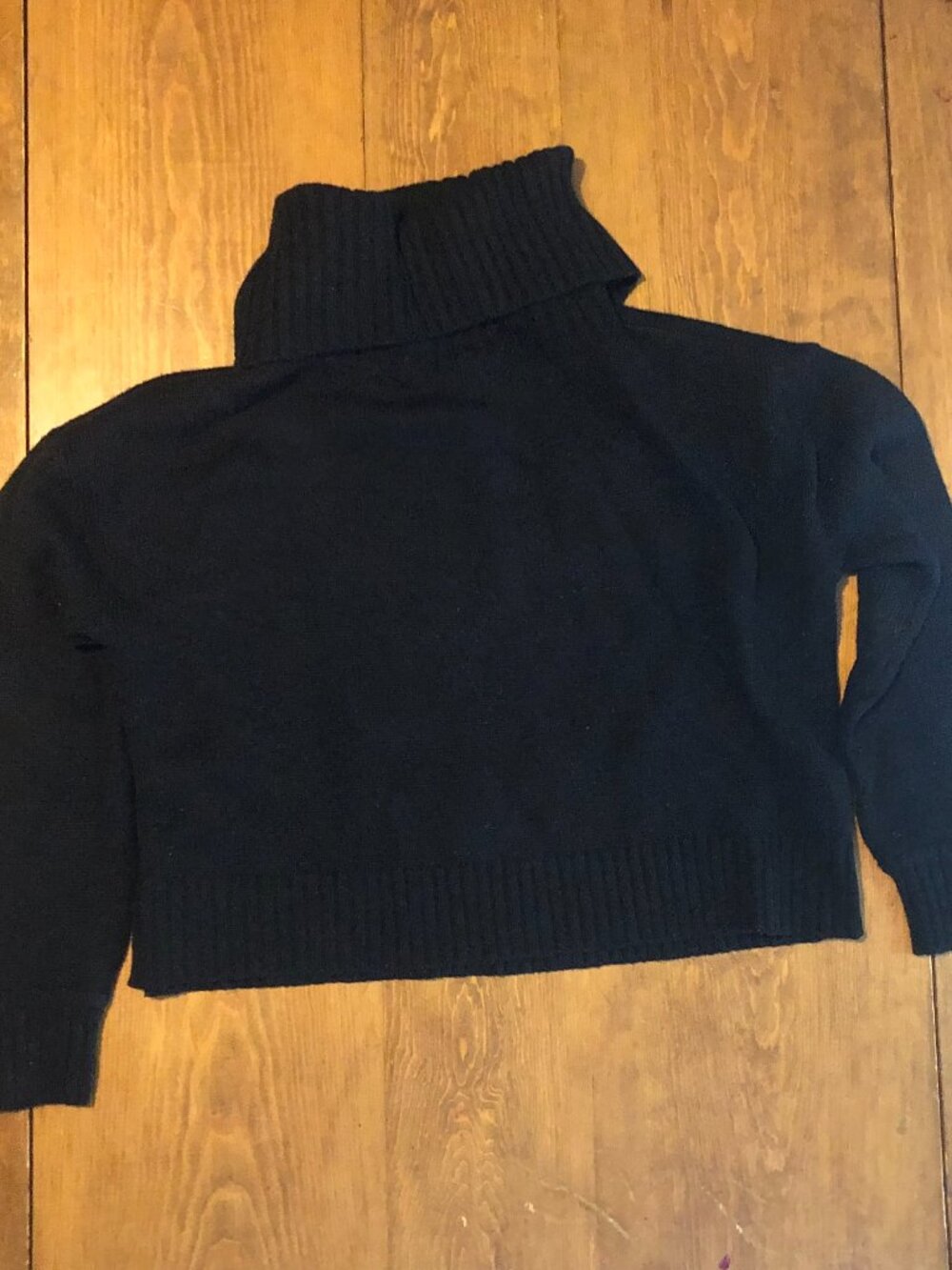 Black Cropped Minimalist Turtleneck Sweater Bar III Womens Size Large Cozy Knit